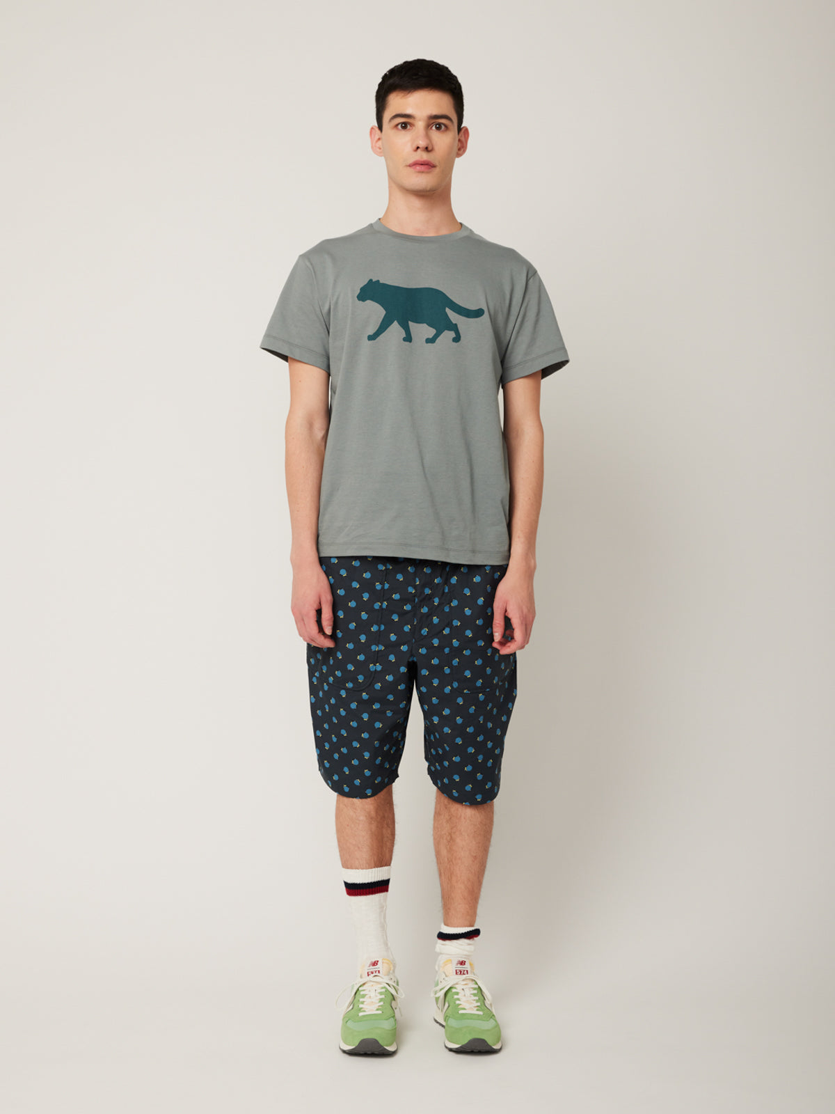 イリオモテヤマネコプリントTシャツ(ブルーグレー) | majun plus