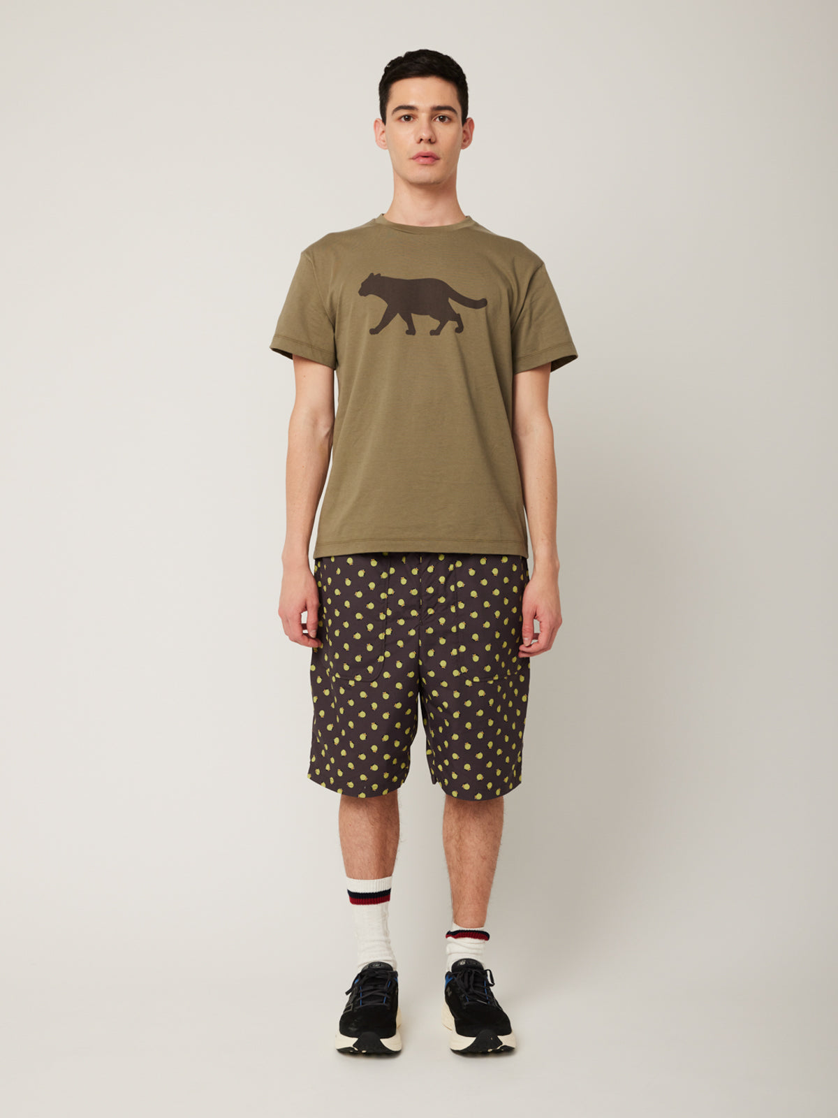 イリオモテヤマネコプリントTシャツ(カーキ) | majun plus