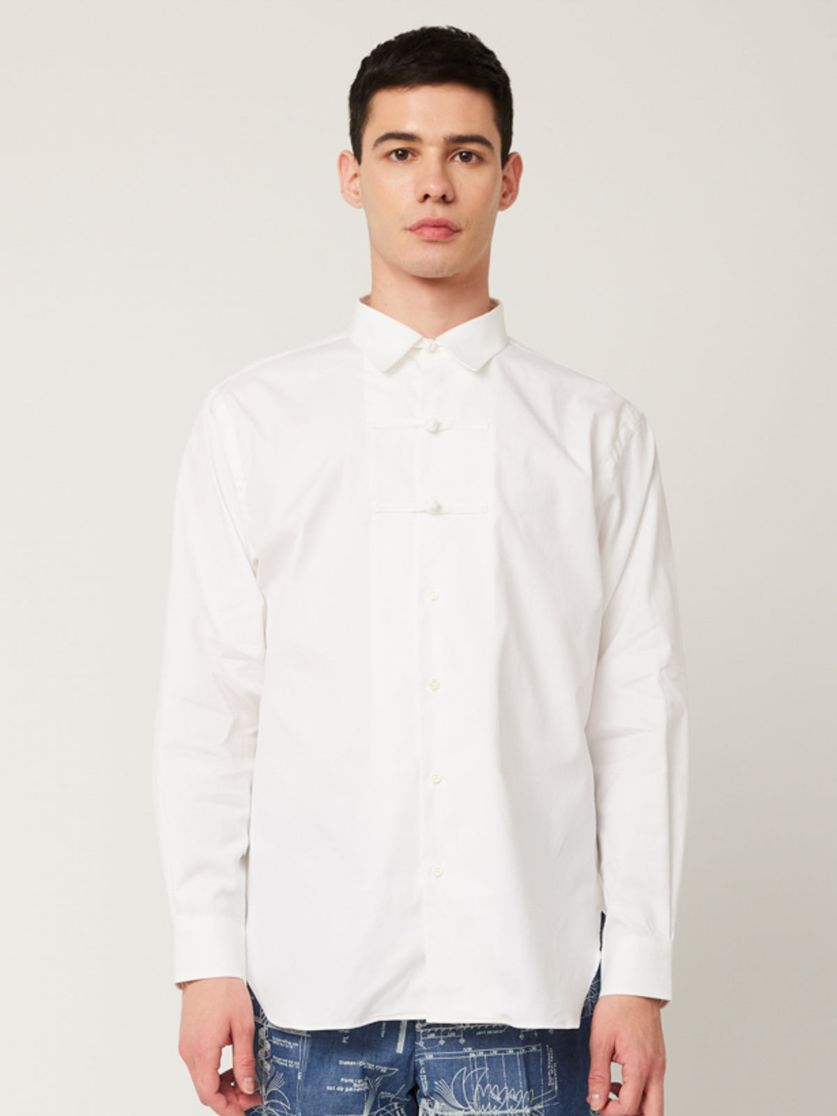 衿付きチャイナボタンシャツ(オックス) | Jipijapa