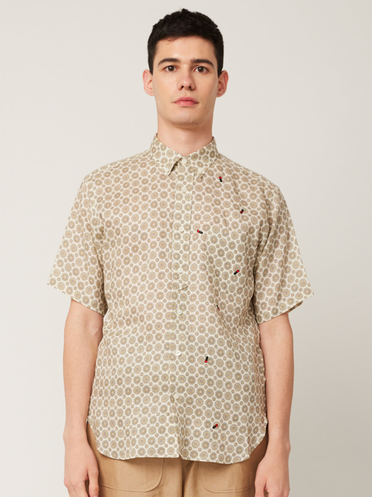 ホタル刺繍×小紋 かりゆしシャツ | majun plus