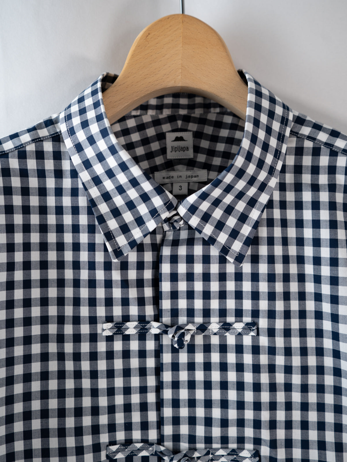 衿付きチャイナボタンシャツ(ギンガム) | Jipijapa