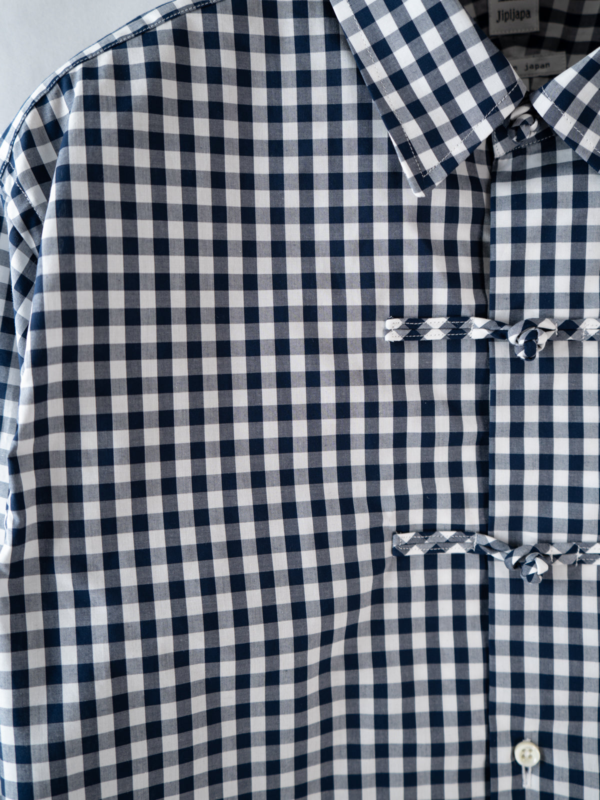 衿付きチャイナボタンシャツ(ギンガム) | Jipijapa