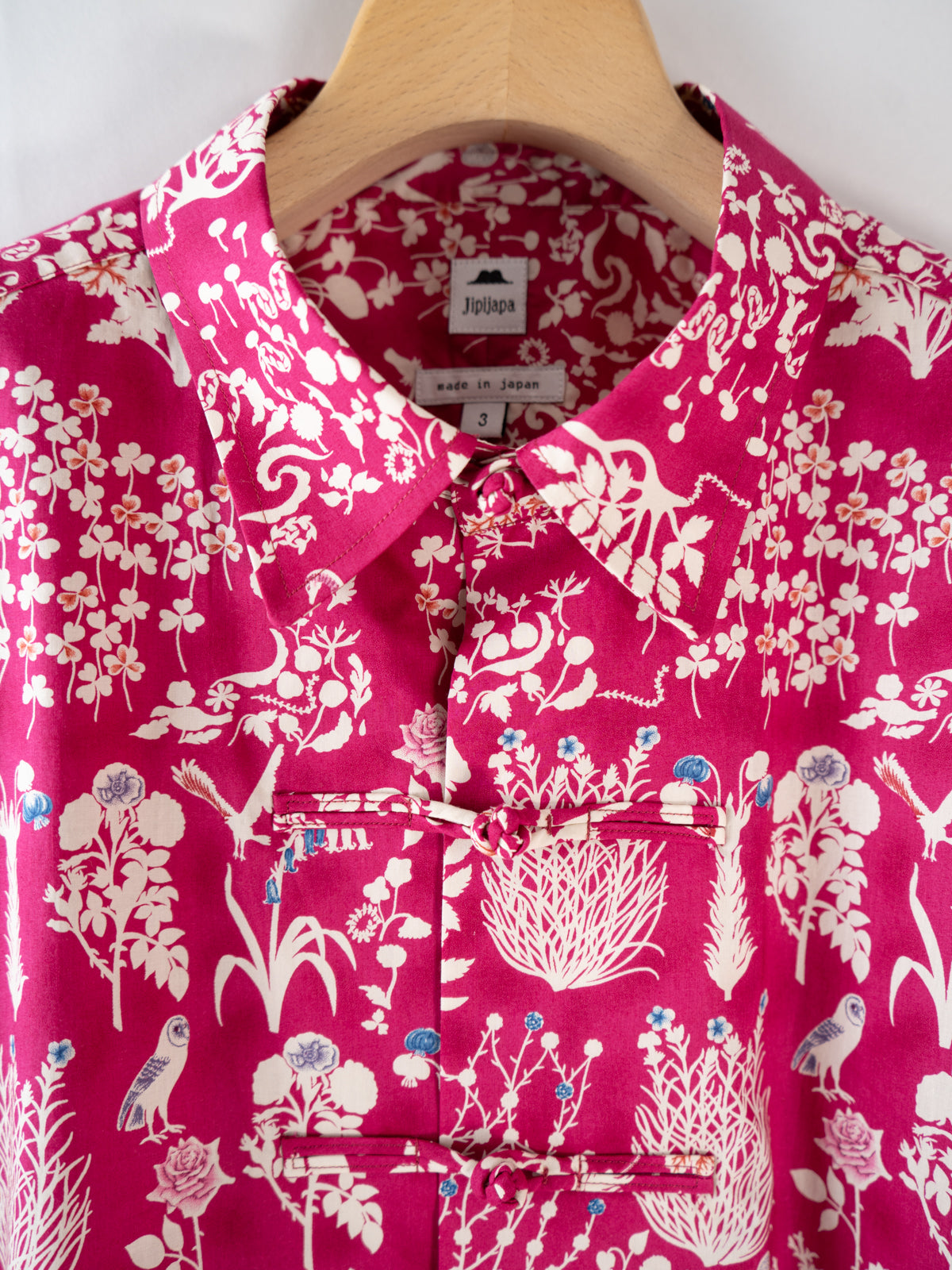 衿付きチャイナボタンシャツ(リバティ) | Jipijapa majun plus